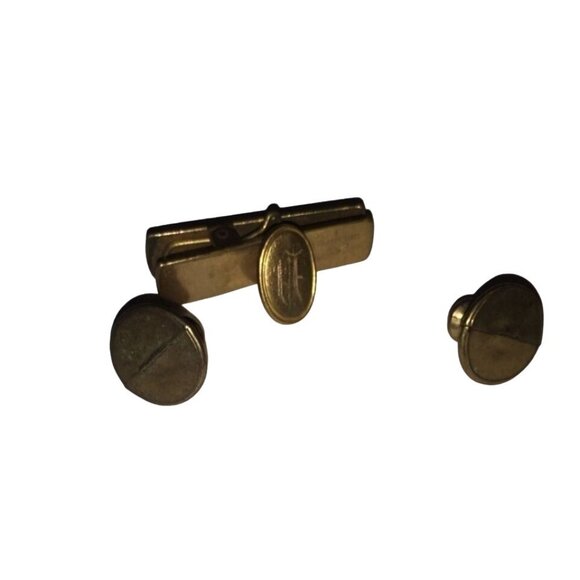 Mens Gold Tone Tie Pin and Cufflinks With Initial "D" - Picture 1 of 1